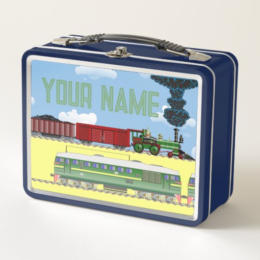 Gepersonaliseerde treinen metalen lunchbox (Voorkant)