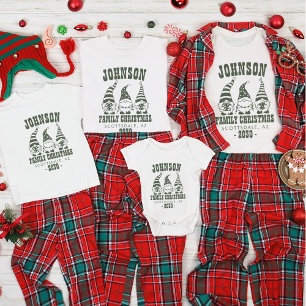 Gepersonaliseerde Trendy Groene Gnoom Familie Kers T-shirt