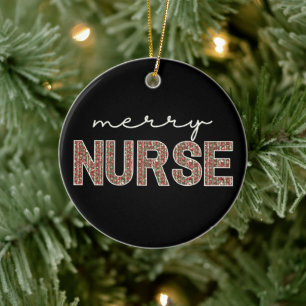 Gepersonaliseerde trendy Merry Nurse Christmas Keramisch Ornament