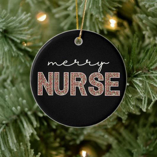 Gepersonaliseerde trendy Merry Nurse Christmas Keramisch Ornament (Boom)