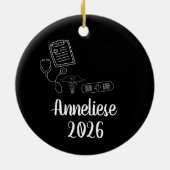 Gepersonaliseerde trendy Merry Nurse Christmas Keramisch Ornament (Achterkant)