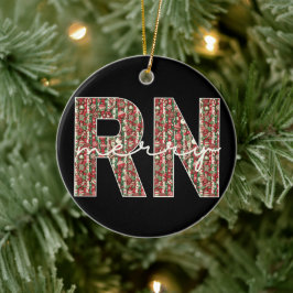 Gepersonaliseerde trendy Merry RN Nurse Christmas Keramisch Ornament