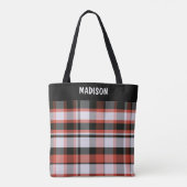 Gepersonaliseerde trendy moderne plaid tote bag (Achterkant)