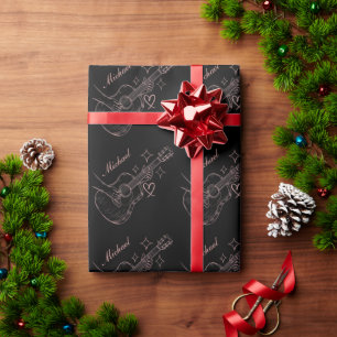 Gepersonaliseerde Trendy Muzikant Muziek Gitaarspe Cadeaupapier