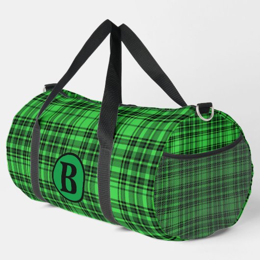Gepersonaliseerde trendy naam geruite plaid plunjezak (Rechterhoek)