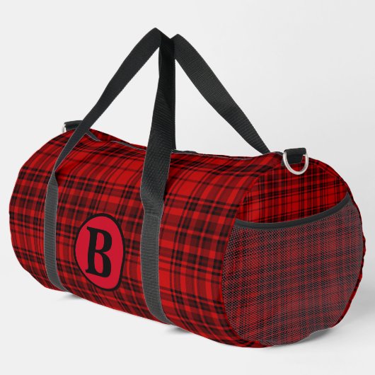 Gepersonaliseerde trendy naam geruite plaid plunjezak (Rechterhoek)
