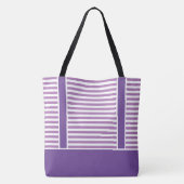 Gepersonaliseerde trendy Paarse en witte strepen Tote Bag (Achterkant)