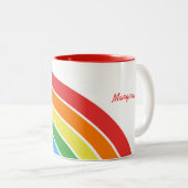 Gepersonaliseerde Trendy Rainbow Modern Pattern Gi Tweekleurige Koffiemok (Voorkant rechts)