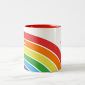 Gepersonaliseerde Trendy Rainbow Modern Pattern Gi Tweekleurige Koffiemok (Center)