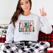 Gepersonaliseerde Trendy  Retro Familie Kerst T-shirt