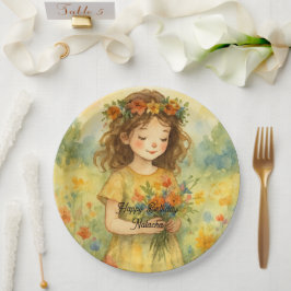 Gepersonaliseerde trendy retro rustieke waterverf  papieren bordje