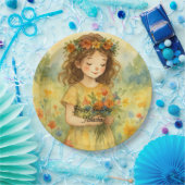 Gepersonaliseerde trendy retro rustieke waterverf  papieren bordje (Feest)