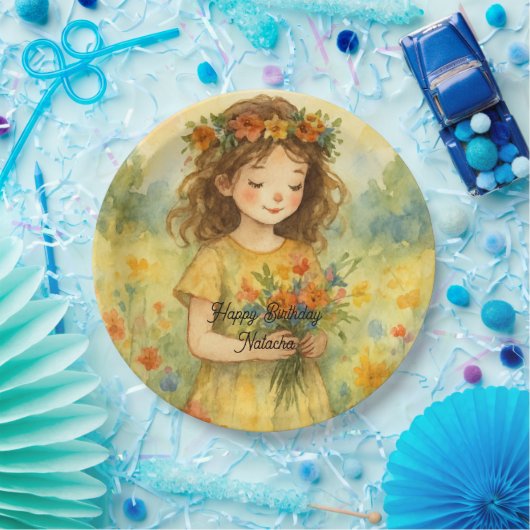 Gepersonaliseerde trendy retro rustieke waterverf papieren bordje (Feest)