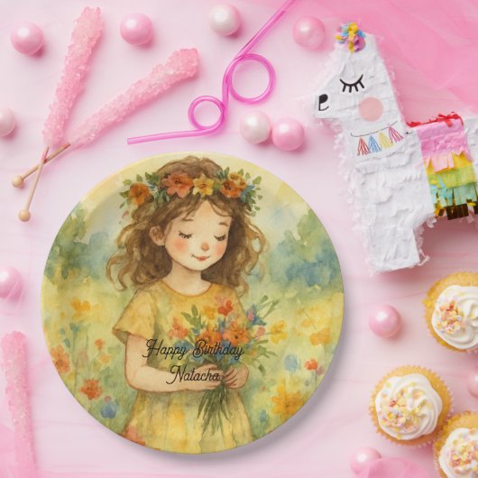 Gepersonaliseerde trendy retro rustieke waterverf papieren bordje (Feest)