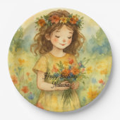 Gepersonaliseerde trendy retro rustieke waterverf  papieren bordje (Voorkant)