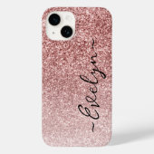 Gepersonaliseerde trendy roos gouden glitter Case-Mate iPhone case (Achterkant)