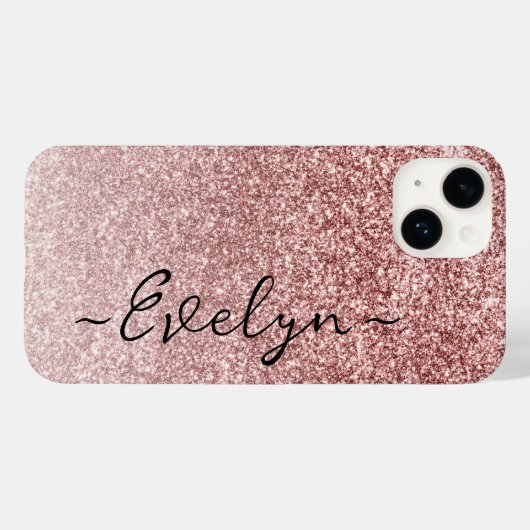 Gepersonaliseerde trendy roos gouden glitter Case-Mate iPhone case (Achterkant (horizontaal))
