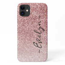 Gepersonaliseerde trendy roos gouden glitter