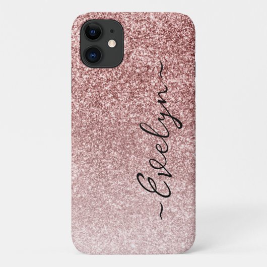 Gepersonaliseerde trendy roos gouden glitter Case-Mate iPhone case (Achterkant)