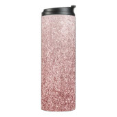 Gepersonaliseerde trendy roos gouden glitter thermosbeker (Gedraaid links)