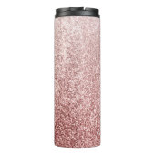 Gepersonaliseerde trendy roos gouden glitter thermosbeker (Achterkant)