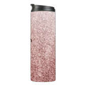 Gepersonaliseerde trendy roos gouden glitter thermosbeker (Geroteerd rechts)