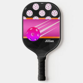 Gepersonaliseerde Trendy Zwart met Hot Pink & Sina Pickleball Paddle