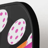 Gepersonaliseerde Trendy Zwart met Hot Pink & Sina Pickleball Paddle (Links Detail)