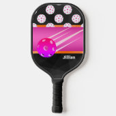 Gepersonaliseerde Trendy Zwart met Hot Pink & Sina Pickleball Paddle (Achterkant)