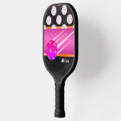 Gepersonaliseerde Trendy Zwart met Hot Pink & Sina Pickleball Paddle (Links)