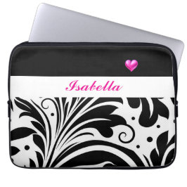 Gepersonaliseerde Trendy Zwart & Wit Elektronica T Laptop Sleeve