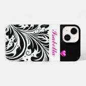 Gepersonaliseerde Trendy Zwart & Wit iPhone 14 Hoe iPhone Hoesje (Achterkant horizontaal)