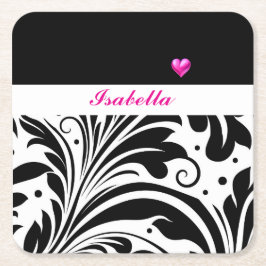 Gepersonaliseerde Trendy Zwart & Wit Papier Onderz Kartonnen Onderzetters