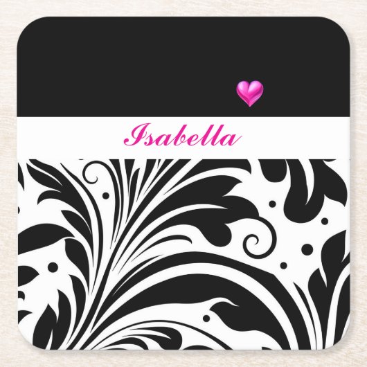 Gepersonaliseerde Trendy Zwart & Wit Papier Onderz Kartonnen Onderzetters (Voorkant)