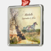 Gepersonaliseerde Tribal Teepee en Indian Horse Ti Metalen Ornament (Links)