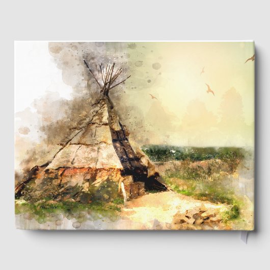 Gepersonaliseerde Tribal Teepee Waterverf Tipi bru Gastenboek (Achterkant)