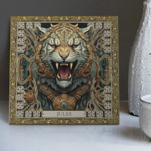 Gepersonaliseerde Tribal Tiger Spirit Portret Tegeltje