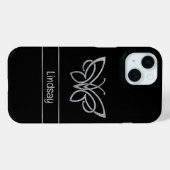 Gepersonaliseerde Tribal Vlinder Zilver Glitter Zw Case-Mate iPhone Case (Achterkant (horizontaal))
