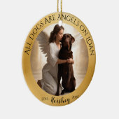 Gepersonaliseerde Tribute Chocolate Lab Foto Engel Keramisch Ornament (Rechts)