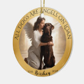 Gepersonaliseerde Tribute Chocolate Lab Foto Engel Keramisch Ornament (Links)