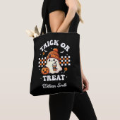 Gepersonaliseerde Trick or treat Ghost Halloween Tote Bag (Dichtbij)
