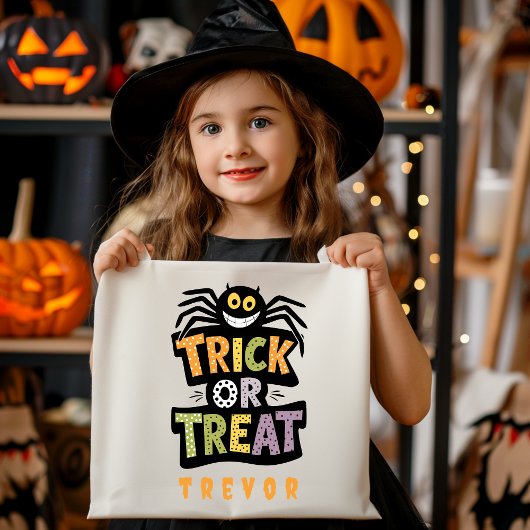 Gepersonaliseerde Trick or treat Halloween Snoep t Tote Bag
