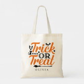 Gepersonaliseerde Trick or treat Halloween Snoepje Tote Bag (Achterkant)