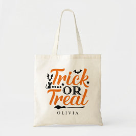 Gepersonaliseerde Trick or treat Halloween Snoepje Tote Bag