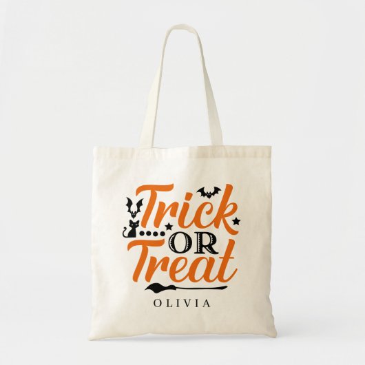 Gepersonaliseerde Trick or treat Halloween Snoepje Tote Bag (Voorkant)