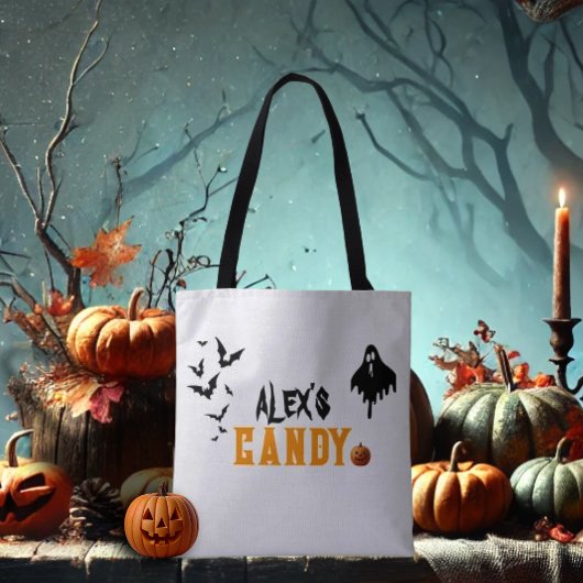 Gepersonaliseerde Trick or treat Halloween Tote Bag