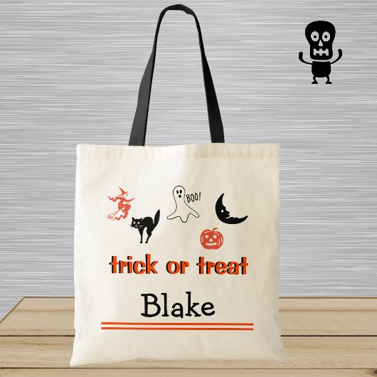 Gepersonaliseerde Trick or treat Kinder Halloween  Tote Bag