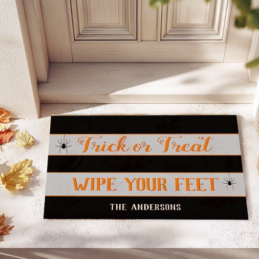 Gepersonaliseerde Trick or treat Wipe Feet Hallowe Deurmat