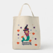 Gepersonaliseerde Trick or treat Zeemeermin Heks Tote Bag (Achterkant)