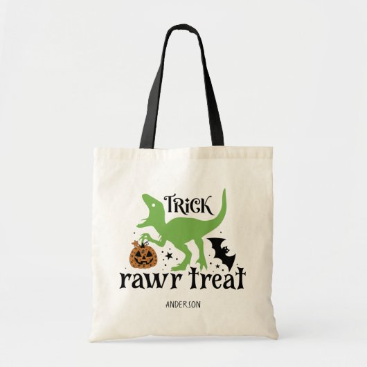 Gepersonaliseerde Trick Rawr Treat Dinosaurus Hall Tote Bag (Voorkant)
